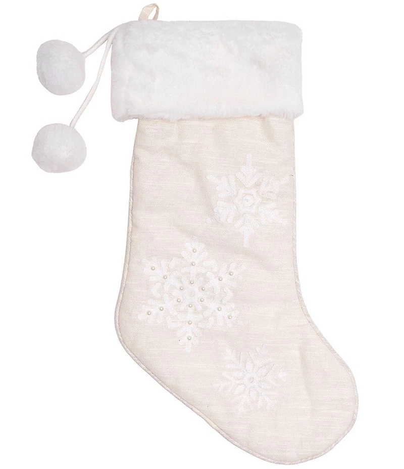 C&f Home White Christmas Snowflake Stocking