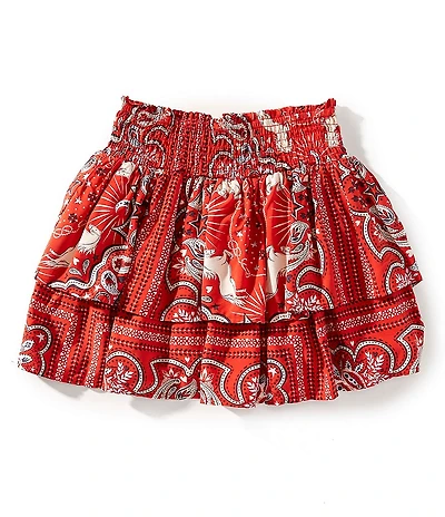 Chelsea & Violet Big Girls Bandana Print Ruched Mini Skirt