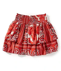 Chelsea & Violet Big Girls Bandana Print Ruched Mini Skirt
