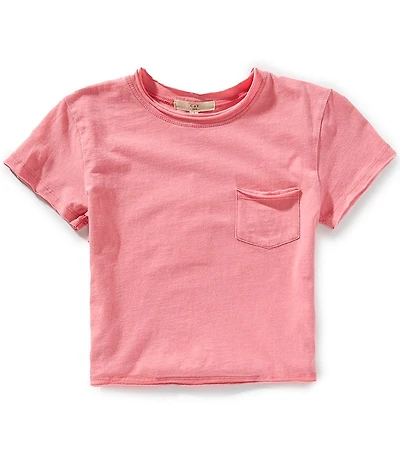 Chelsea & Violet Big Girls Short Sleeve Washed Pocket Cropped T-Shirt