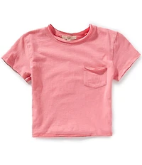 Chelsea & Violet Big Girls Short Sleeve Washed Pocket Cropped T-Shirt