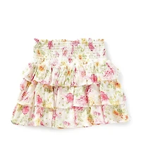 Chelsea & Violet Little Girls Floral Smocked Tiered Ruffle Skirt