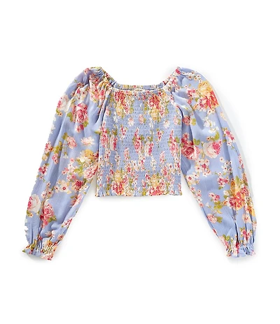 Chelsea & Violet Little Girls Long Sleeve Floral Smocked Top
