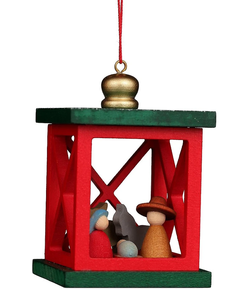 Christian Ulbricht Christmas Lantern with Nativity Scene Wooden Tree Ornament