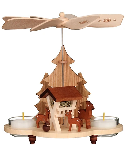 Christian Ulbricht Natural Woods Feeding Deer Tea Light Christmas Pyramid