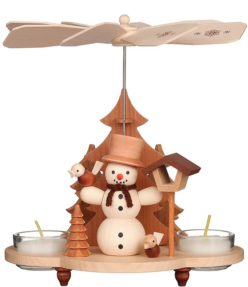 Christian Ulbricht Natural Woods Snowman Christmas Pyramid Tea Light Candle Holder
