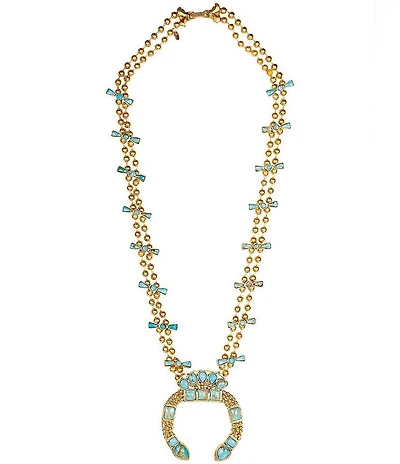 Christina Greene Southwestern Squash Blossom Turquoise Statement Necklace