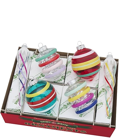 Christopher Radko Shiny Brite Vivid Vintage Mixed Shapes Ornaments, Set of 6