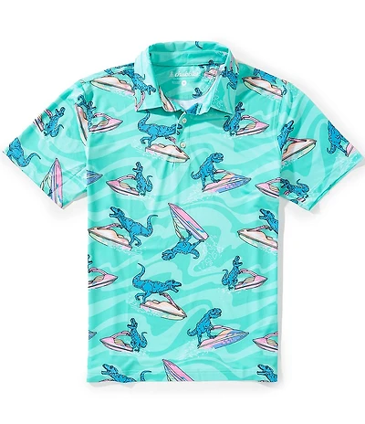 Chubbies Fossil Fuel Textured Performance Short Sleeve Polo Shirt