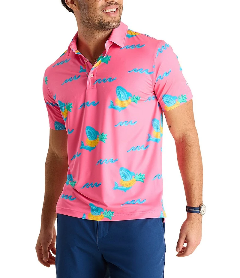 Chubbies Pineapple Floaters Short Sleeve Printed Peformance Polo Shirt