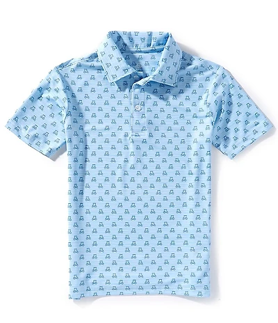 Class Club Big Boy Golf Cart Print Short Sleeve Polo Shirt