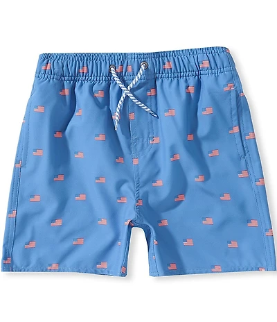 Class Club Big Boys American Flag Print Swim Trunks