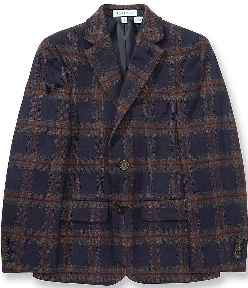 Class Club Big Boys Blurred Plaid Blazer