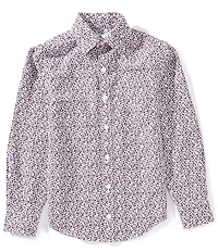 Class Club Big Boys Floral Print In Wine Non Iron Point Collar Button Front Dress Shirt