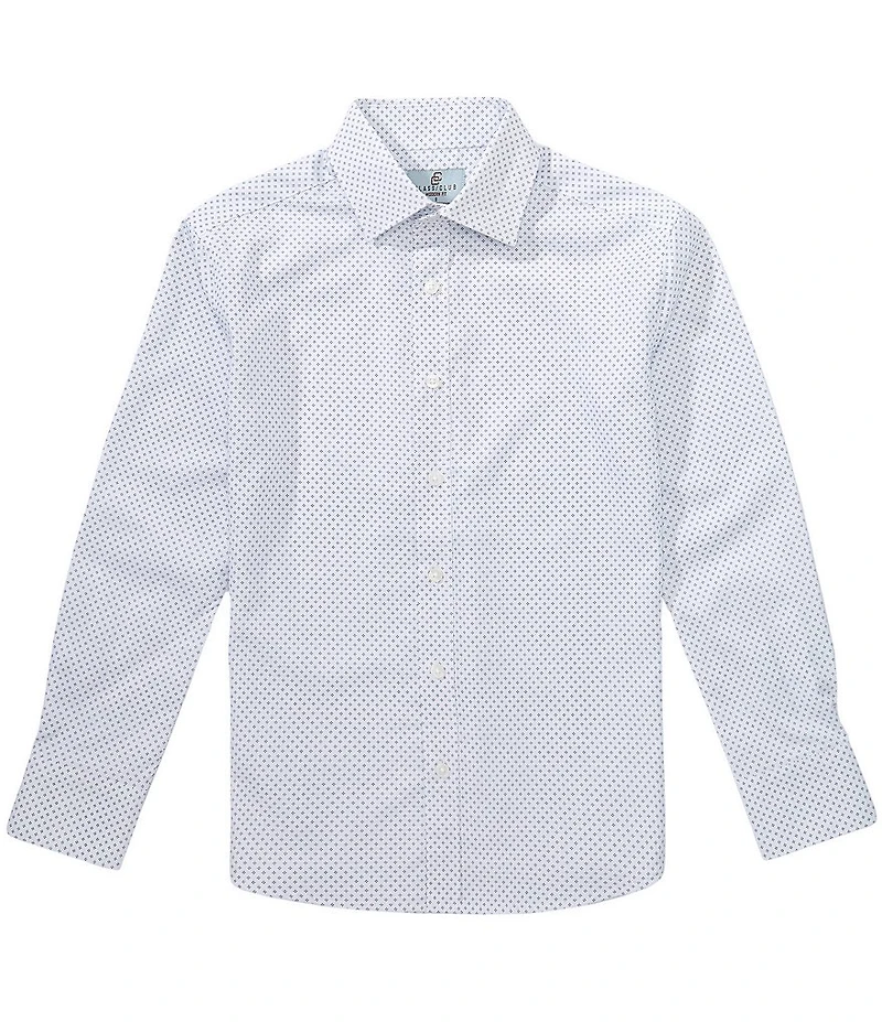 Class Club Big Boys Geometric Print Long Sleeve Button Front Dress Shirt