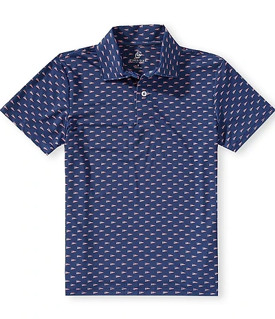 Class Club Big Boys USA Pennant Print Short Sleeve Synthetic Polo