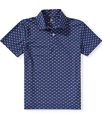 Class Club Big Boys USA Pennant Print Short Sleeve Synthetic Polo