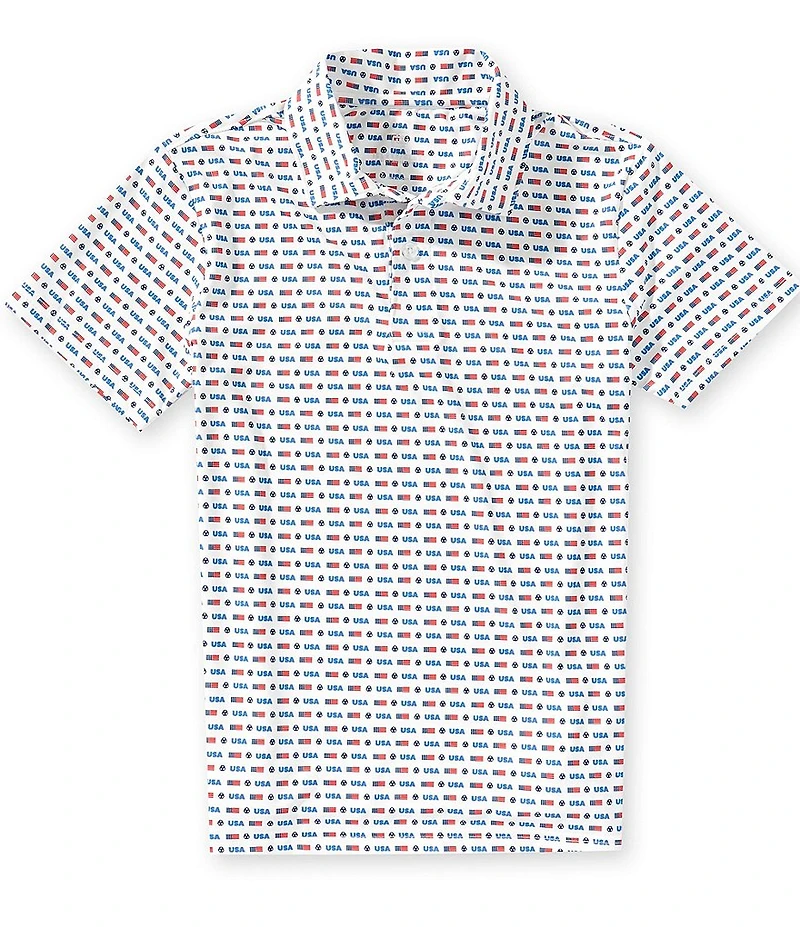 Class Club Big Boys Americana USA Soccer Print Short Sleeve Synthetic Polo