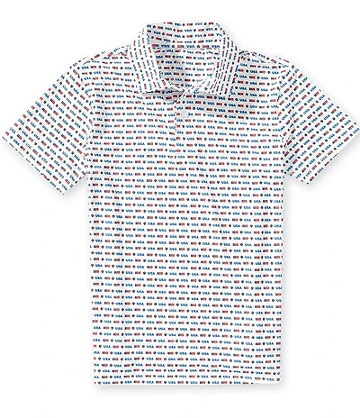 Class Club Big Boys Americana USA Soccer Print Short Sleeve Synthetic Polo