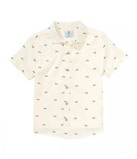 Class Club Little Boys Bronco Print Woven Linen Button Front Shirt