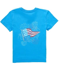 Class Club Little Boys Flag & Fireworks Graphic Short Sleeve T-Shirt