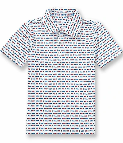 Class Club Little Boys USA Soccer Print Short Sleeve Synthetic Polo