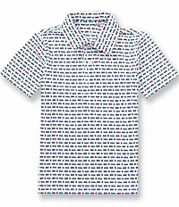 Class Club Little Boys USA Soccer Print Short Sleeve Synthetic Polo