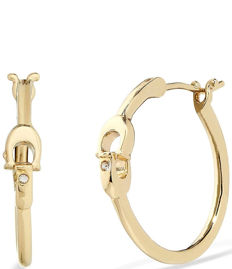 COACH Signature Interlocking C Hoop Earrings
