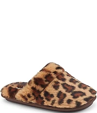 Cobian Minouu Fuzzy Faux Fur Leopard Mule Slippers