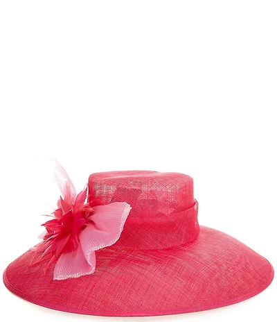 Collection 18 Pleated Bow Wide Brim Dressy Derby Hat