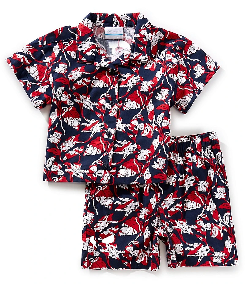 Columbia Little Boys Short Sleeve Spread Collar Printed Rapid Rivers Shirt & Shorts Set