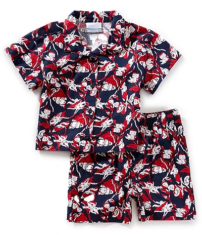 Columbia Little Boys Short Sleeve Spread Collar Printed Rapid Rivers Shirt & Shorts Set