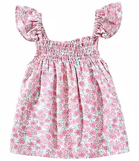 Copper Key Big Girls Ditsy Floral Printed Flutter Sleeve Top