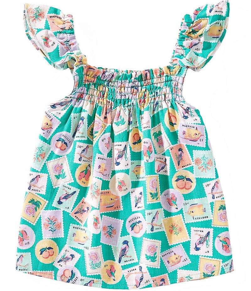 Copper Key Big Girls Stamp Collection Flutter Sleeve Top