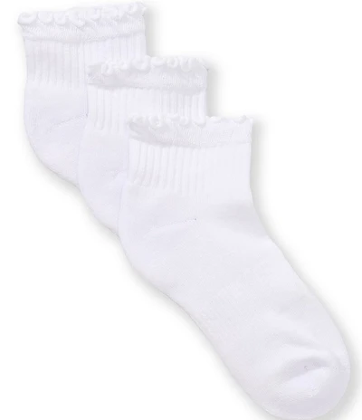 Copper Key Girls Lettuce Edge Ankle Socks, 3-Pack