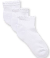 Copper Key Girls Lettuce Edge Ankle Socks, 3-Pack