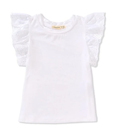 Copper Key Little Girls Eyelet Flutter Sleeve Top