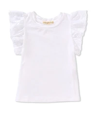 Copper Key Little Girls Eyelet Flutter Sleeve Top