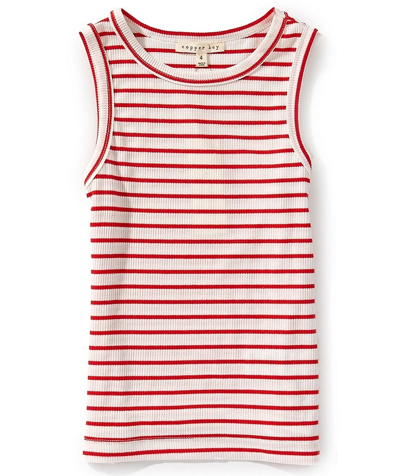 Copper Key Little Girls Americana Ribbed Horizontal Stripe Tank