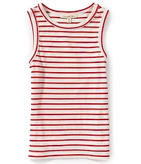Copper Key Little Girls Americana Ribbed Horizontal Stripe Tank