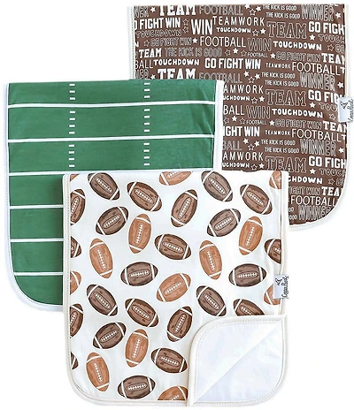 Copper Pearl Baby Boys Blitz Football Print Burp Cloths 3-Pack