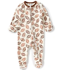 Copper Pearl Baby Boys Blitz Football Print Long Sleeve Zip Front Footie