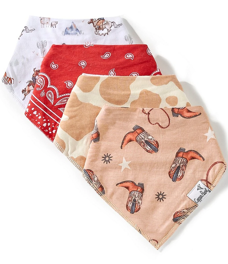 Copper Pearl Baby Boys Boone Western Print Bandana Bibs 4-Pack