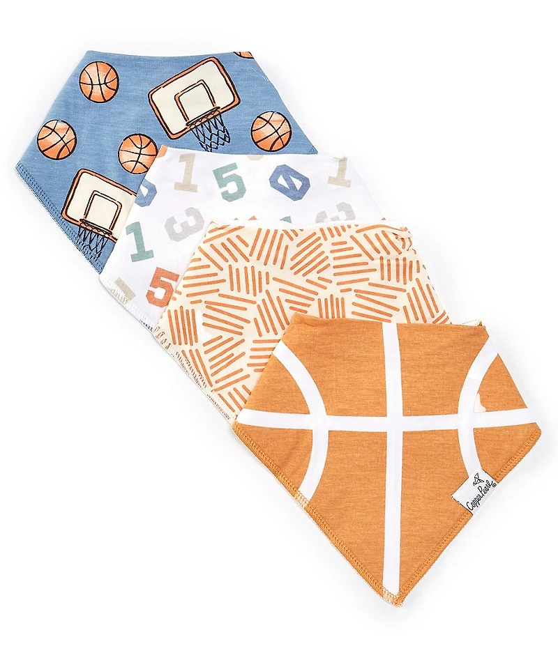 Copper Pearl Baby Boys Dunk Basketball Print Bandana Bibs 4-Pack
