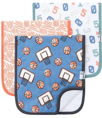 Copper Pearl Baby Boys Dunk Basketball Print Burp Cloths 3-Pack