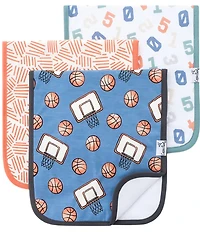 Copper Pearl Baby Boys Dunk Basketball Print Burp Cloths 3-Pack