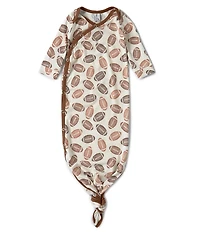 Copper Pearl Baby Boys Blitz Football Print Long Sleeve Knotted Gown