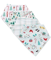 Copper Pearl Baby Boys Nicholas Holiday Print 4-Pack Bandana Bib Set