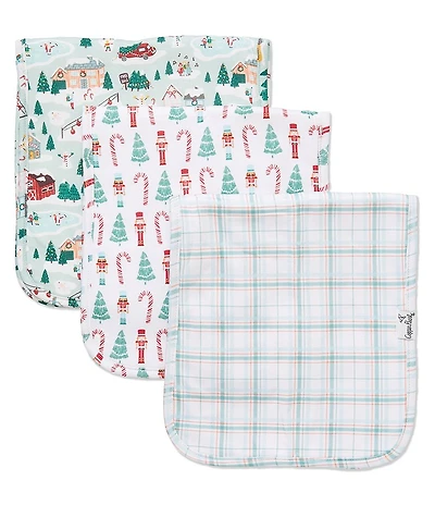 Copper Pearl Baby Boys Nicholas Holiday Print Burp Cloths 3-Pack