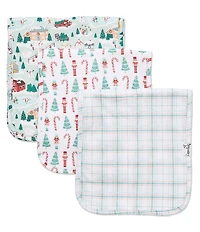 Copper Pearl Baby Boys Nicholas Holiday Print Burp Cloths 3-Pack